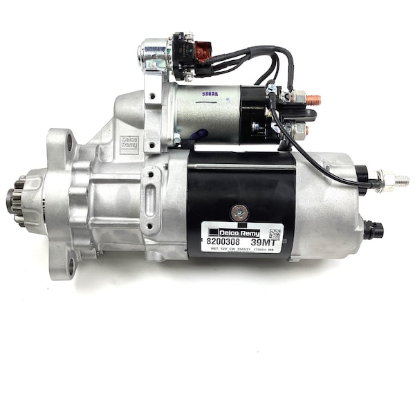 Delco Remy Starter, 39Mt Rotatable Flange, 12V, 11 Tooth Pinion, Cw Rotation, Sae 3 Mount, W/Over Crank 8200308 - main